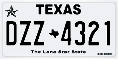 TX license plate DZZ4321