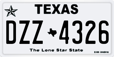 TX license plate DZZ4326