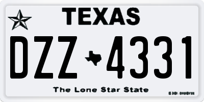 TX license plate DZZ4331
