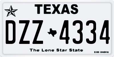 TX license plate DZZ4334