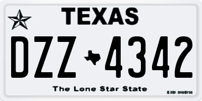 TX license plate DZZ4342