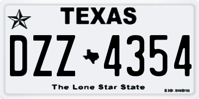 TX license plate DZZ4354