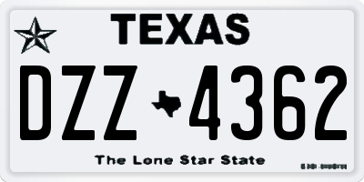TX license plate DZZ4362
