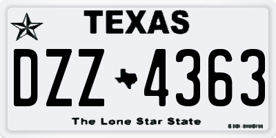 TX license plate DZZ4363