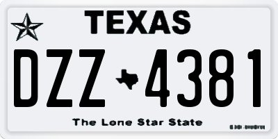 TX license plate DZZ4381