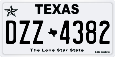 TX license plate DZZ4382