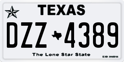 TX license plate DZZ4389