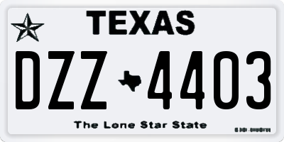 TX license plate DZZ4403