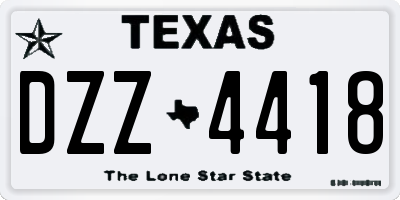 TX license plate DZZ4418