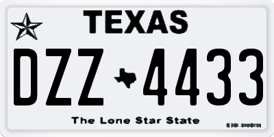 TX license plate DZZ4433