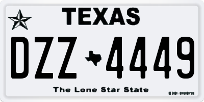 TX license plate DZZ4449
