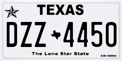 TX license plate DZZ4450