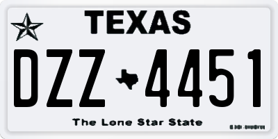 TX license plate DZZ4451