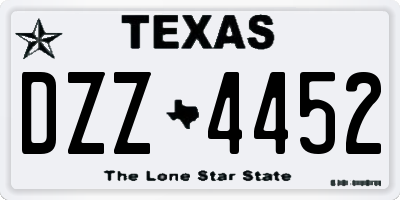 TX license plate DZZ4452