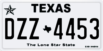 TX license plate DZZ4453