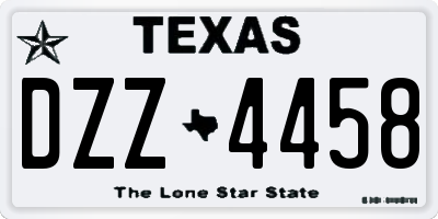 TX license plate DZZ4458