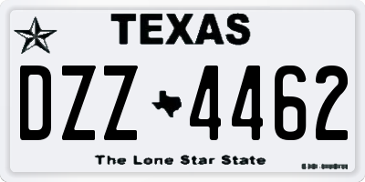 TX license plate DZZ4462