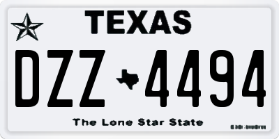 TX license plate DZZ4494