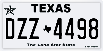 TX license plate DZZ4498