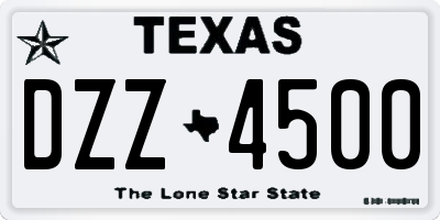 TX license plate DZZ4500