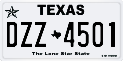 TX license plate DZZ4501