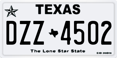 TX license plate DZZ4502