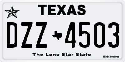 TX license plate DZZ4503