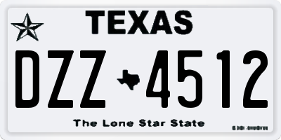 TX license plate DZZ4512