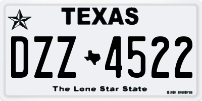 TX license plate DZZ4522