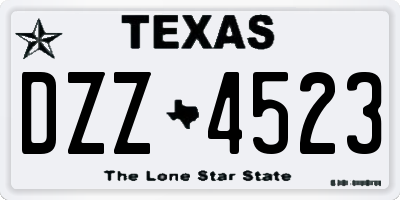 TX license plate DZZ4523