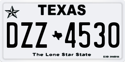 TX license plate DZZ4530