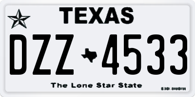 TX license plate DZZ4533