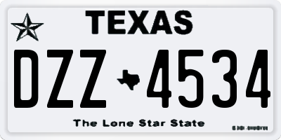 TX license plate DZZ4534