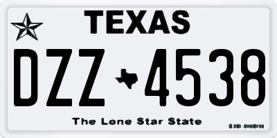 TX license plate DZZ4538