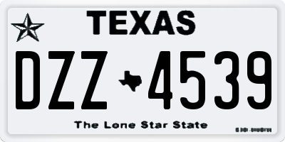 TX license plate DZZ4539