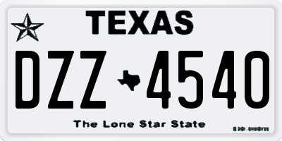 TX license plate DZZ4540