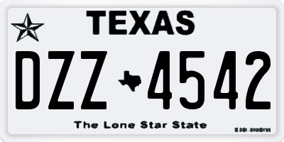 TX license plate DZZ4542