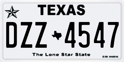 TX license plate DZZ4547