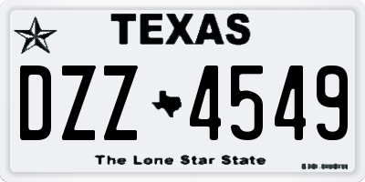 TX license plate DZZ4549