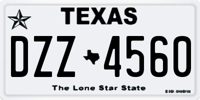 TX license plate DZZ4560