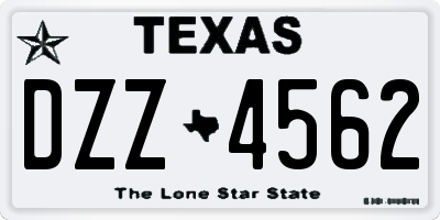 TX license plate DZZ4562