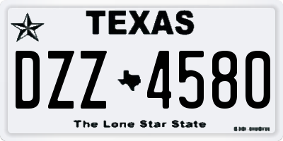 TX license plate DZZ4580