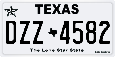 TX license plate DZZ4582