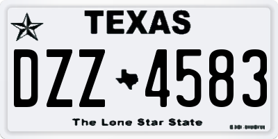 TX license plate DZZ4583