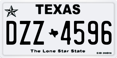 TX license plate DZZ4596