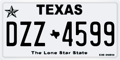 TX license plate DZZ4599