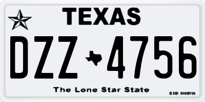 TX license plate DZZ4756