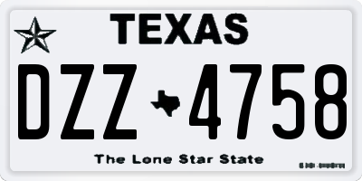 TX license plate DZZ4758