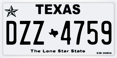 TX license plate DZZ4759