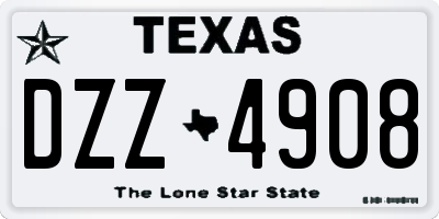 TX license plate DZZ4908